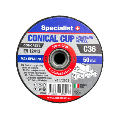 Conical cup grinding wheels. 110/90X55X14MA1C36