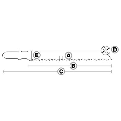 Jig saw blade for wood, clean down cuts