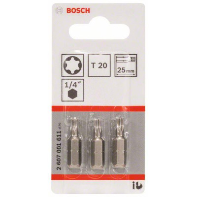 Atsuktuvų antgaliai Bosch Extra Hard T20, 25 mm, 3 vnt